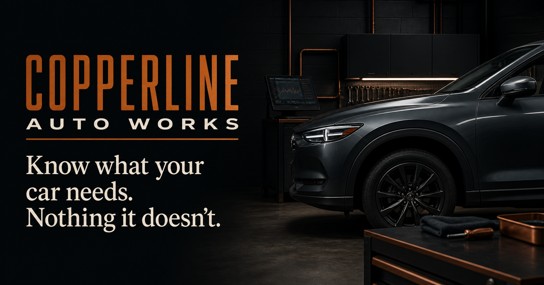 Copperline Auto Works website homepage preview